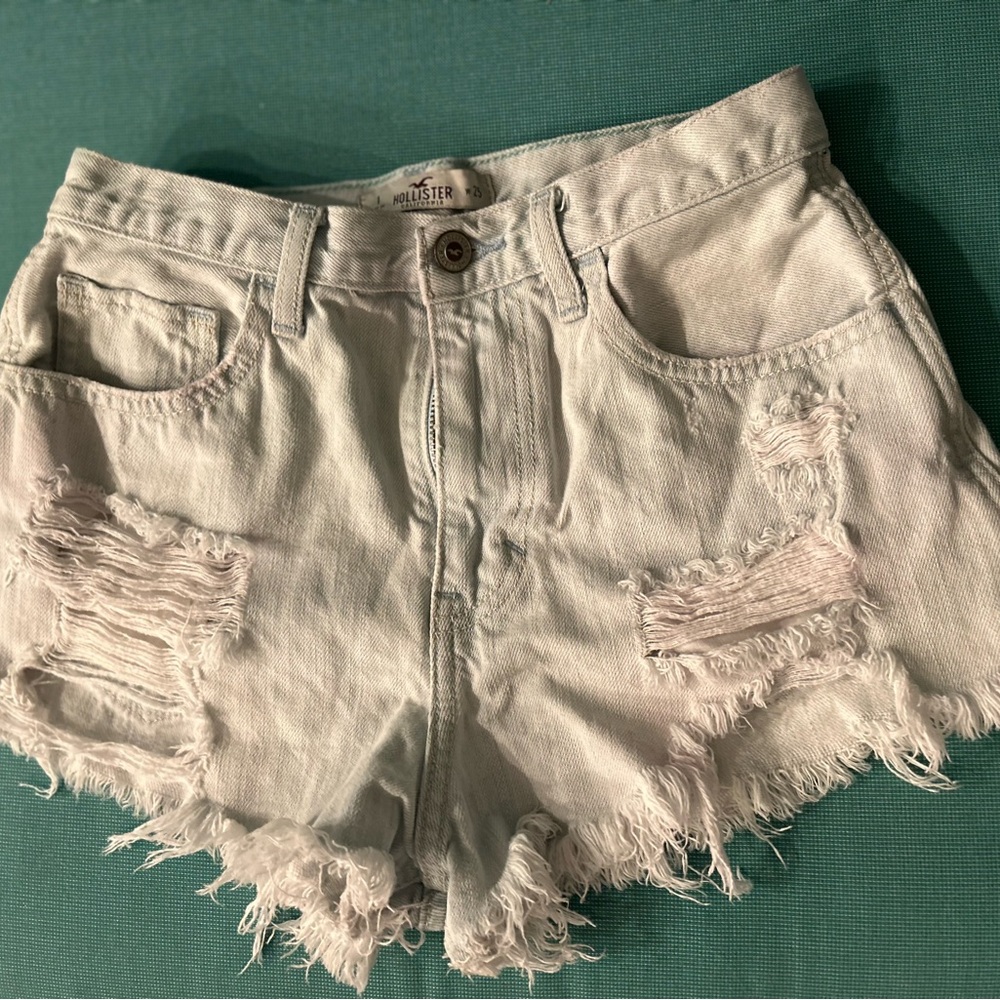 Hollister Blue Distressed Jean Shorts Casual